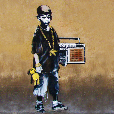 Brandalised Banksy's Graffiti Boy with a Teddy Artwork