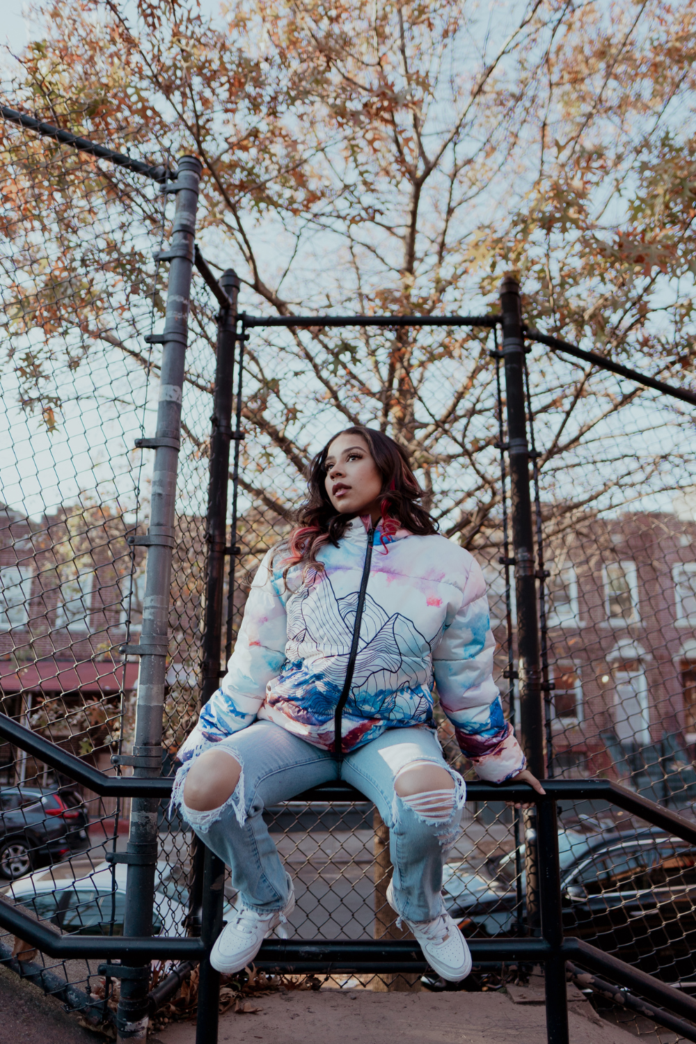 Artistic Mountains Puffer Jacket