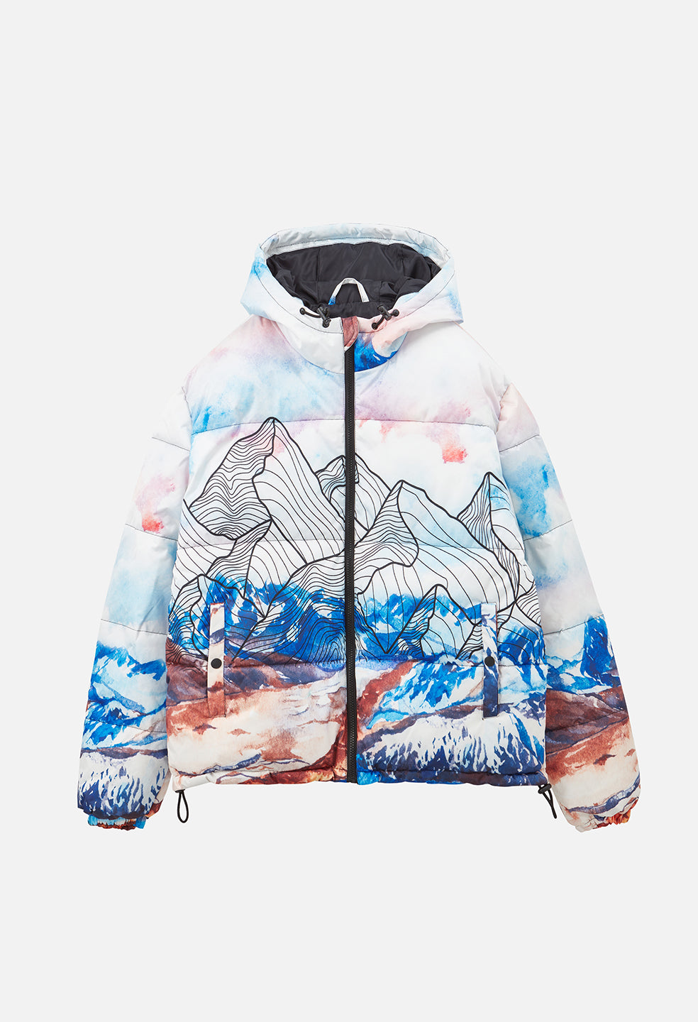 Artistic Mountains Puffer Jacket