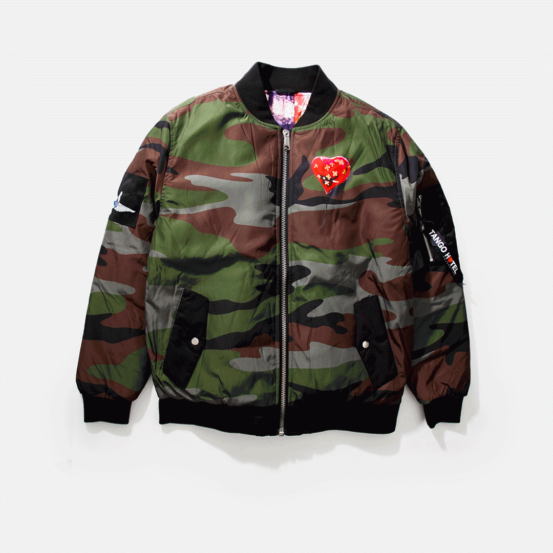 Brandalised Bandaged Heart Reversible MA1 Jacket